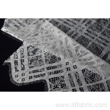 100% Nylon White Beautiful Panel Lace Fabric